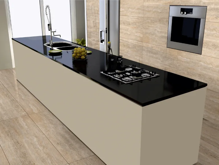 Stylish countertop design with classic stove and modern sink